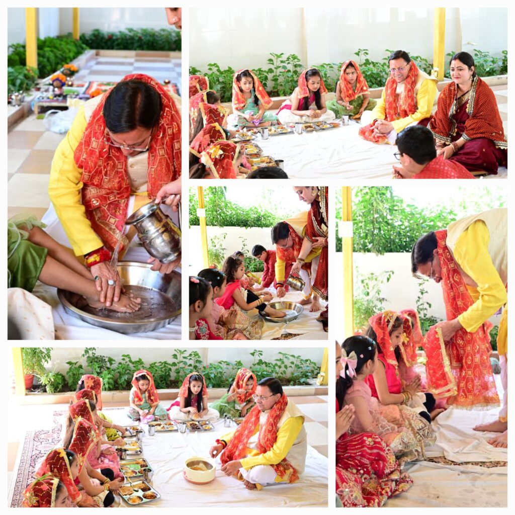 कन्याओं का आशीर्वाद प्राप्त कर सीएम ने मनाई रामनवमी