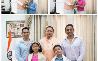 सीएम धामी से उत्तराखंड के नन्हे पर्वतारोही मास्टर रियांश पंत और प्रिशा रावत ने भेंट की